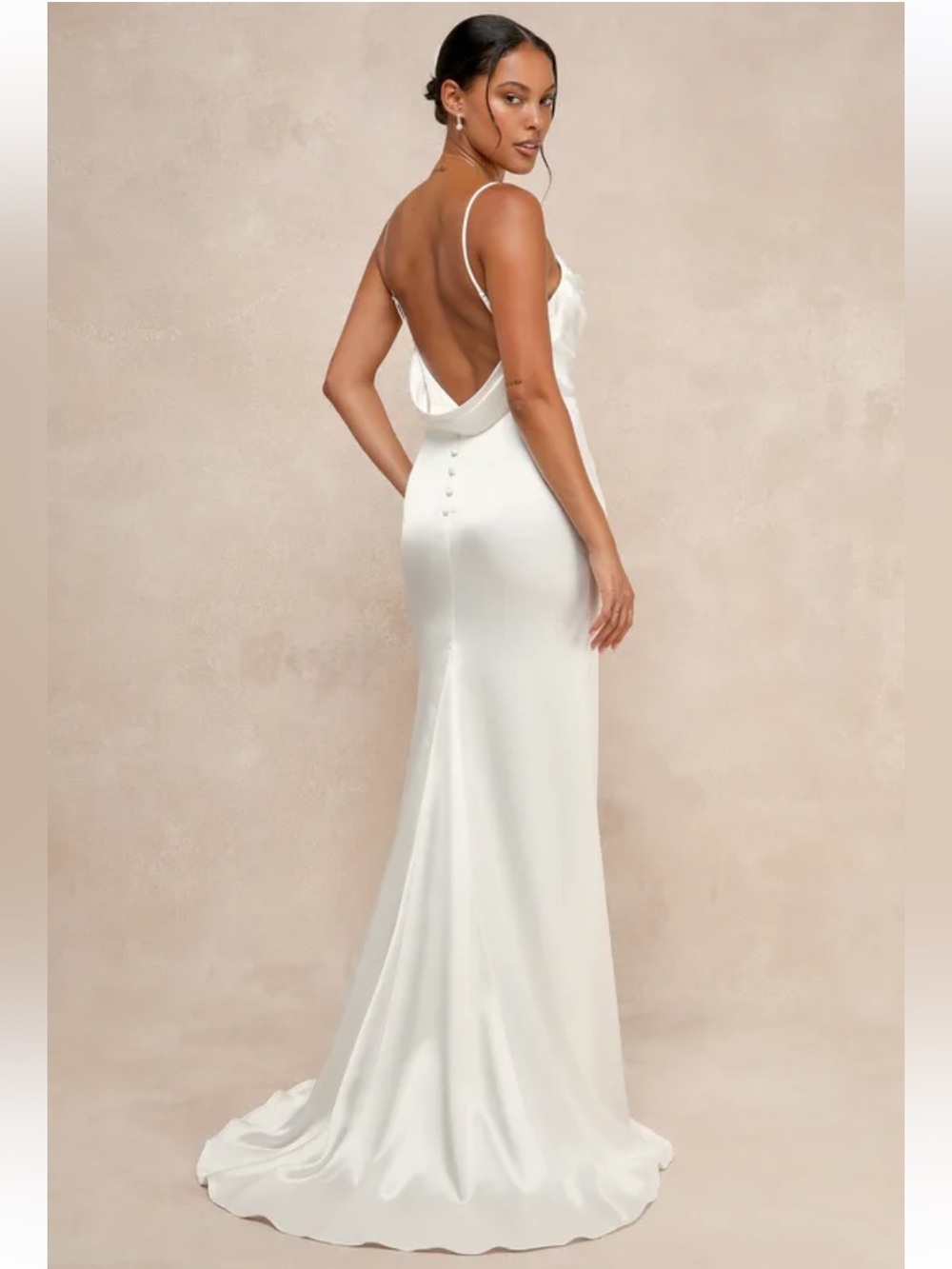 NWOT Lulus Lovely Endearment White Satin Sleeveless Backless Maxi Dress